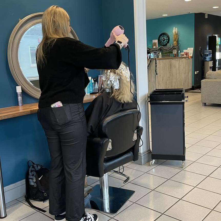 Foil highlights and blow-dry styling during an exclusive private salon hire